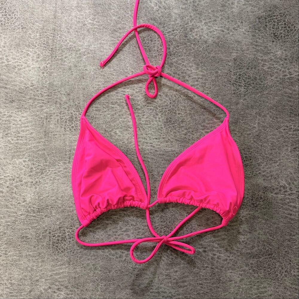 Y2k Hot Pink Op Triangle Bikini Top
